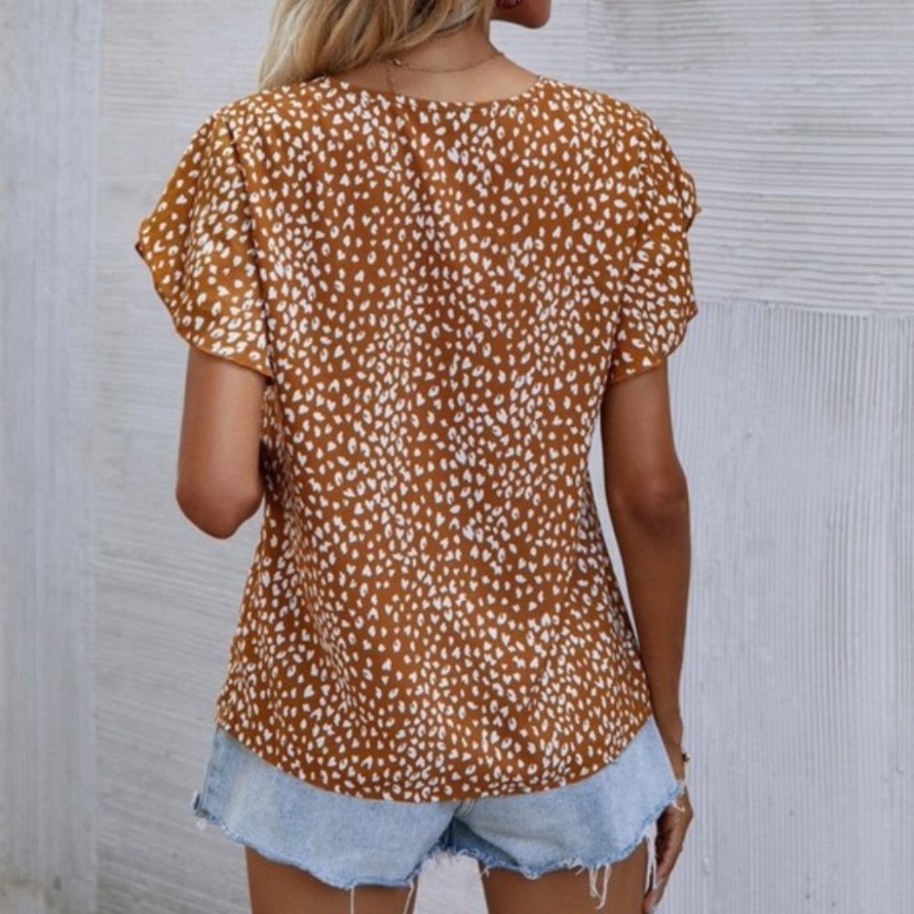 Leopard Print Butterfly Sleeve Blouse - Picture 3 of 6